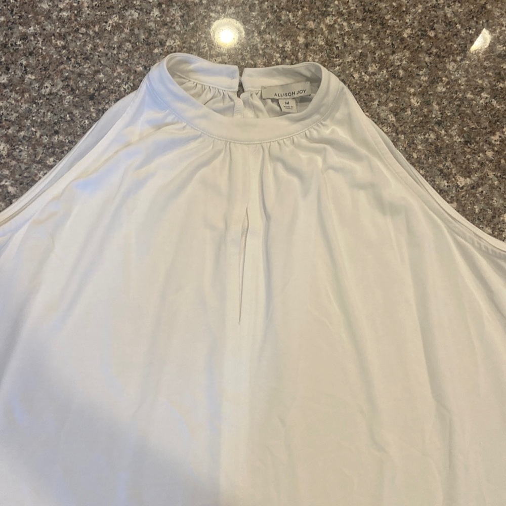 Allison Joy Ivory Halter Tank top EUC medium keyhole Evereve